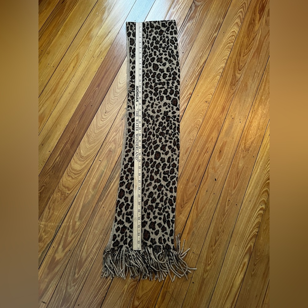 Cejon Animal Print Fringed Scarf With Metallic Thread - Picture 2 of 6